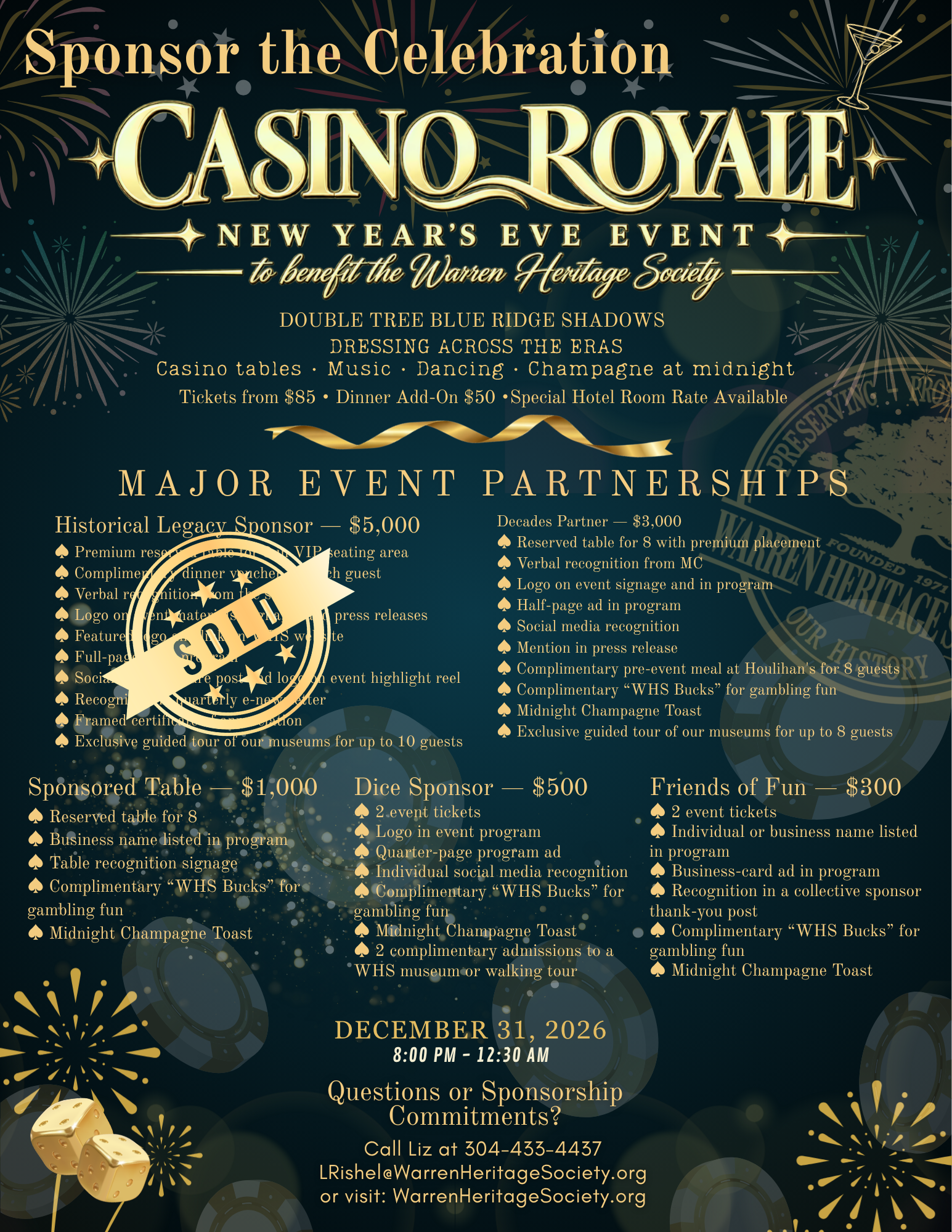 SPONSORSHIP – Casino Royal New Year’s Eve Fundraiser